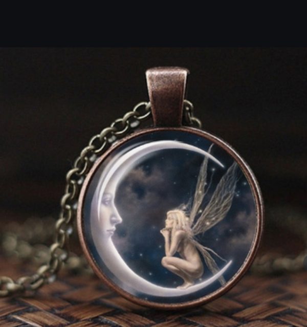 Angel on Moon Necklace